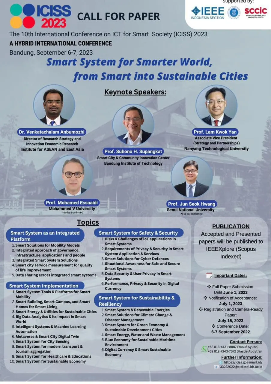 Foto pendukung: ICISS 2023: Konferensi Internasional ICT untuk Masyarakat Cerdas Mengundang Pengiriman Makalah