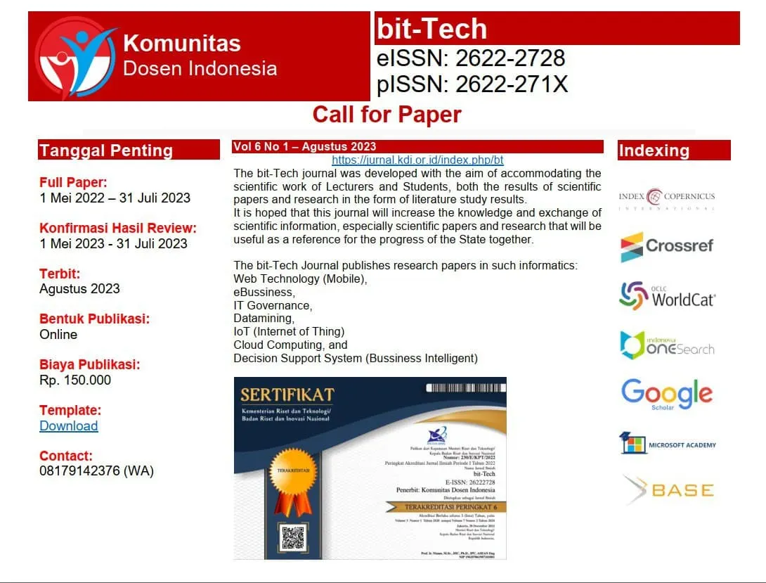 Foto pendukung: Bit-Tech Membuka Pendaftaran Call For Papers Vol. 6 No. 1 untuk Mei-Agustus 2023
