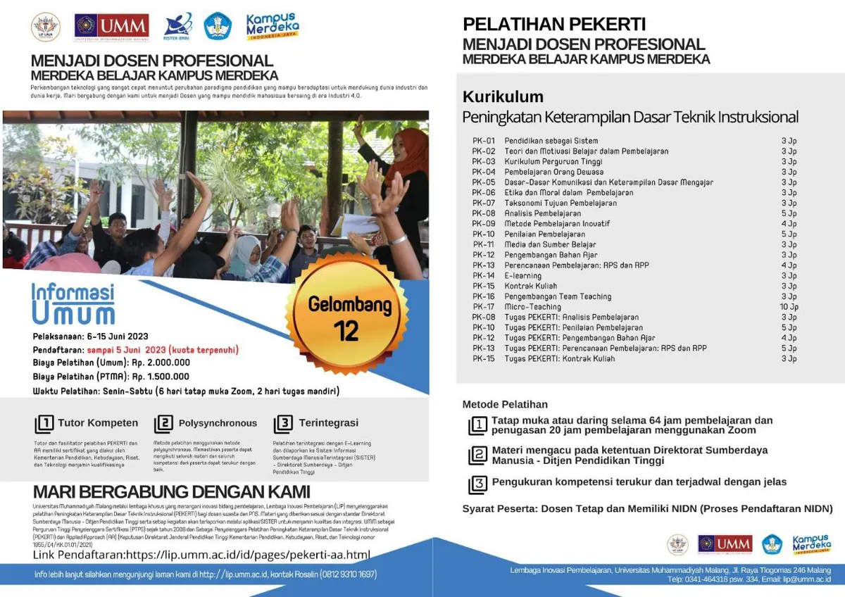 Foto pendukung: Universitas Muhammadiyah Malang Gelar Pelatihan PEKERTI untuk Dosen Swasta dan PNS