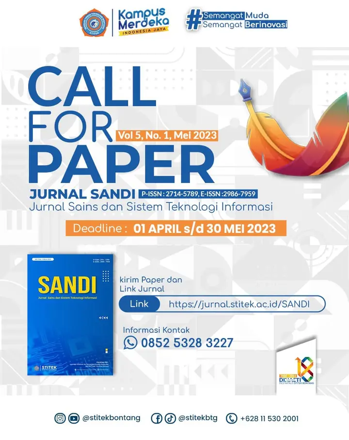 Ilustrasi Jurnal SANDI Menerima Call for Paper Volume 5 Nomor 1, Gratis Untuk Dipublikasikan di Mei 2023