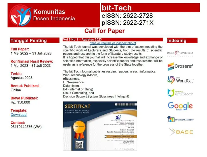 Ilustrasi Bit-Tech Membuka Pendaftaran Call For Papers Vol. 6 No. 1 untuk Mei-Agustus 2023